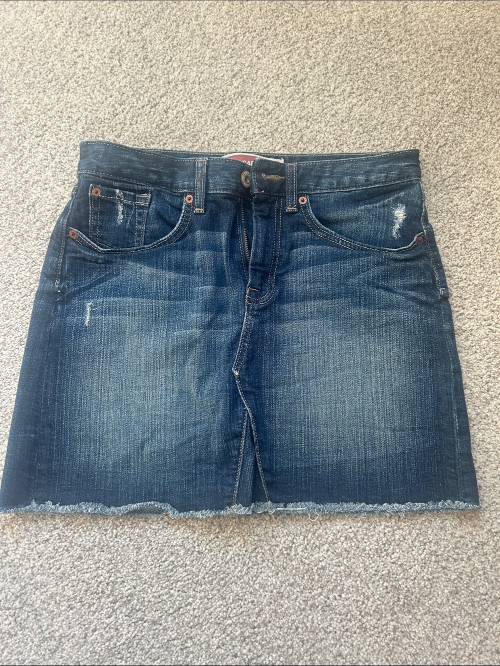 GAP Blue Distressed Denim Mini Skirt
